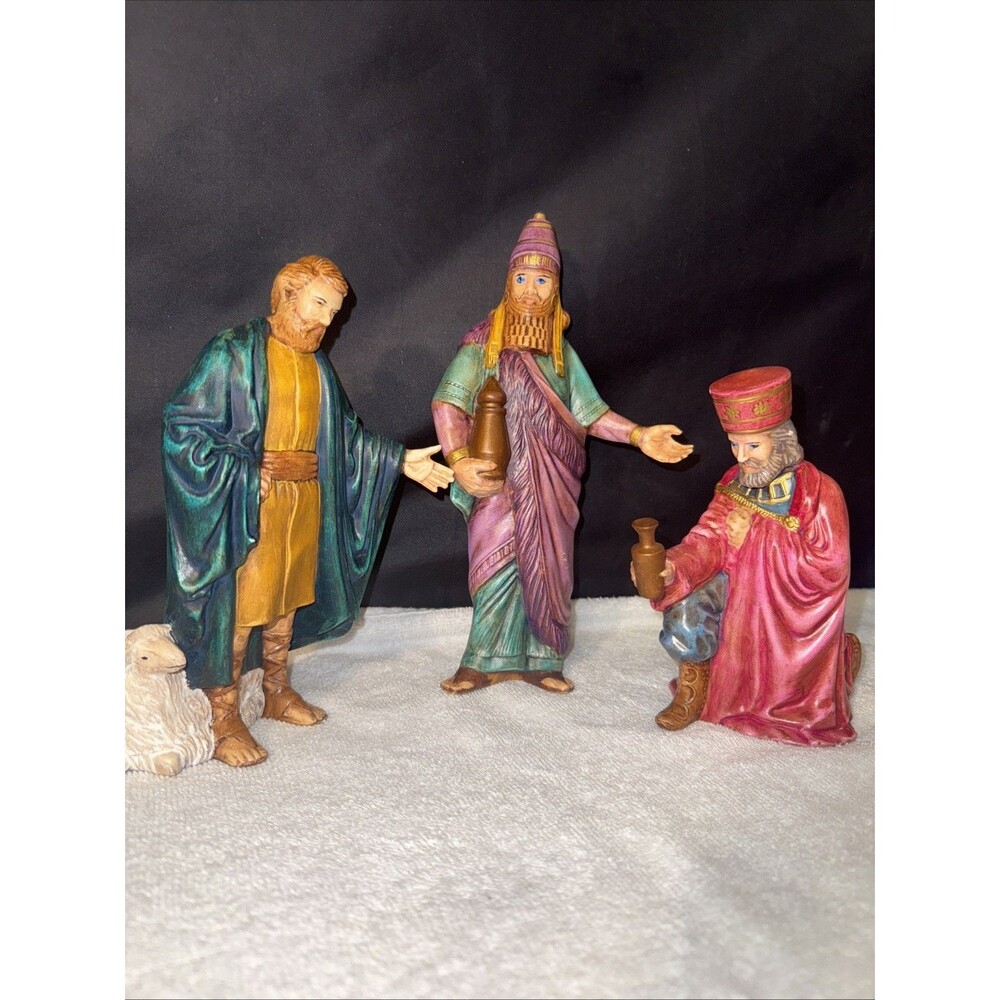 Nativity Figurines 3 Wisemen Pottery  by CB  Hand painted  Ea.  Wisemen 7X1.5X2